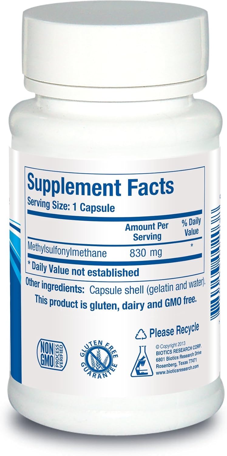 Biotics Research MSM Supplement for Collagen Production & Joint Health - 60 Capsules