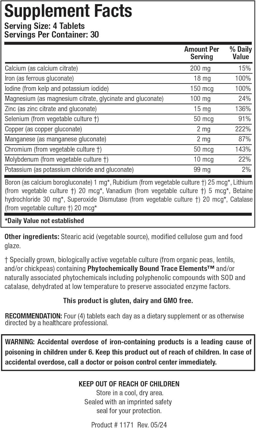 Biotics Research Multi-Mins: Potent Bioavailable Multi Mineral Supplement with Chelated Minerals and Whole Food Trace Minerals - 120 Tablets