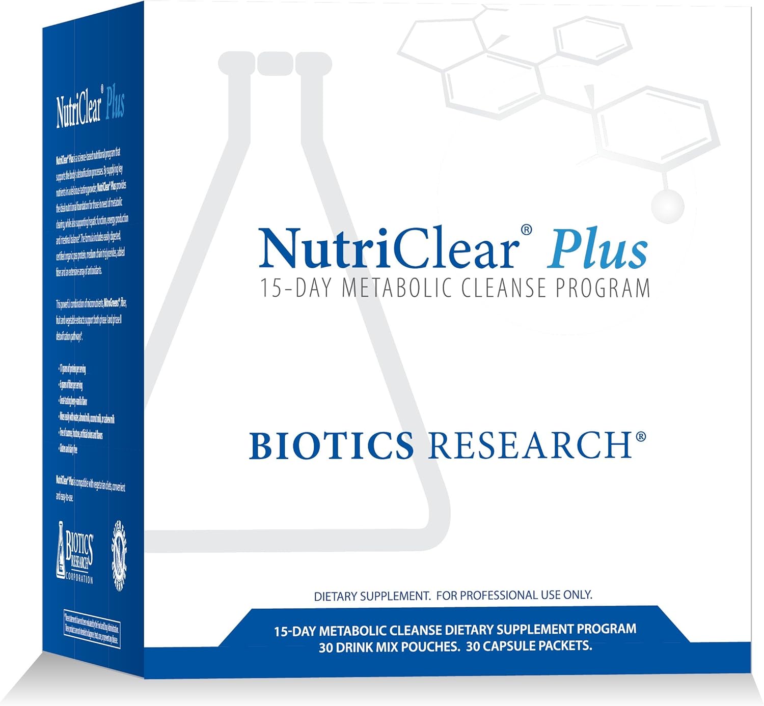 Biotics Research NutriClear Plus Detox Program - Convenient Single Pack Serving with Organic Pea Protein - 30 Packs with Shaker Bottle