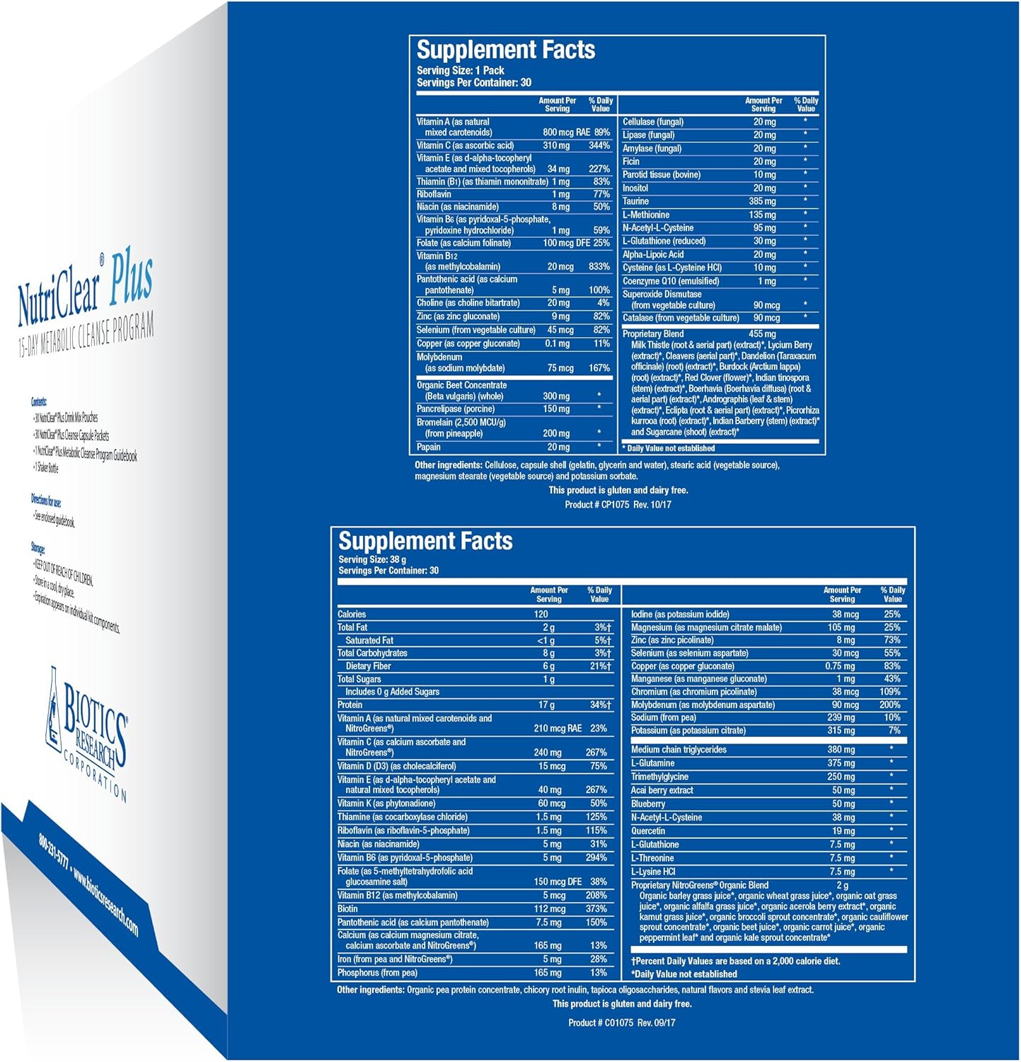 Biotics Research NutriClear Plus Detox Program - Convenient Single Pack Serving with Organic Pea Protein - 30 Packs with Shaker Bottle