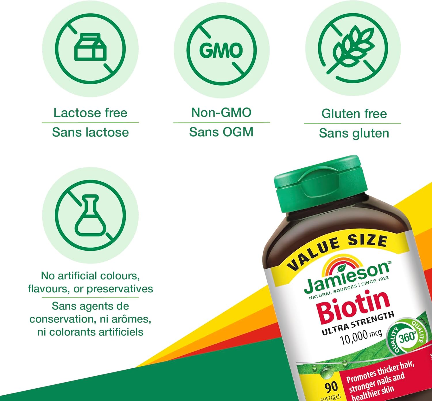 Biotin 10,000 mcg Softgels Value Size 90 Count by Jamieson