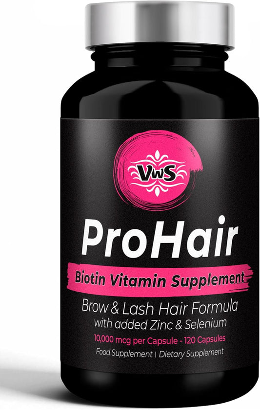 Biotin 10,000 mcg Supplement with Zinc & Selenium for Hair, Nails & Skin - 120 Vegan Capsules for Men and Women