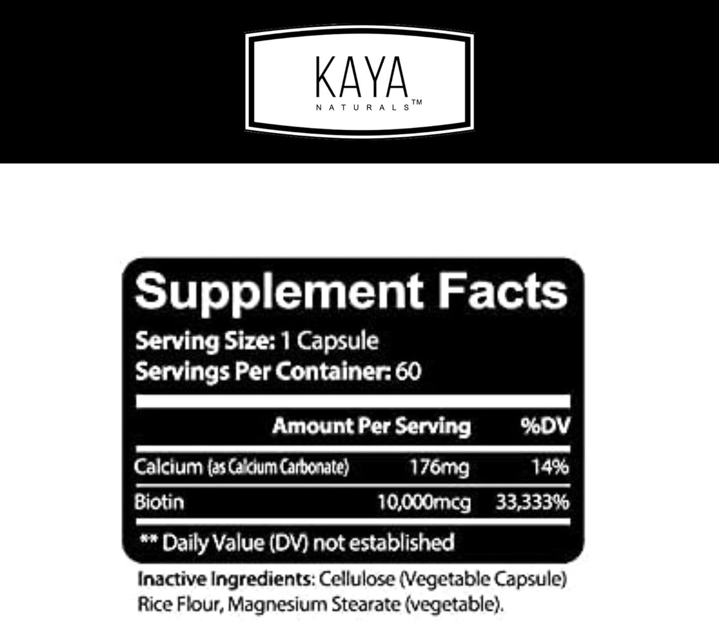 Biotin 10,000mcg Hair Growth Vitamins for Strong Nails and Healthy Skin - 60 Count Supplement for Men and Women