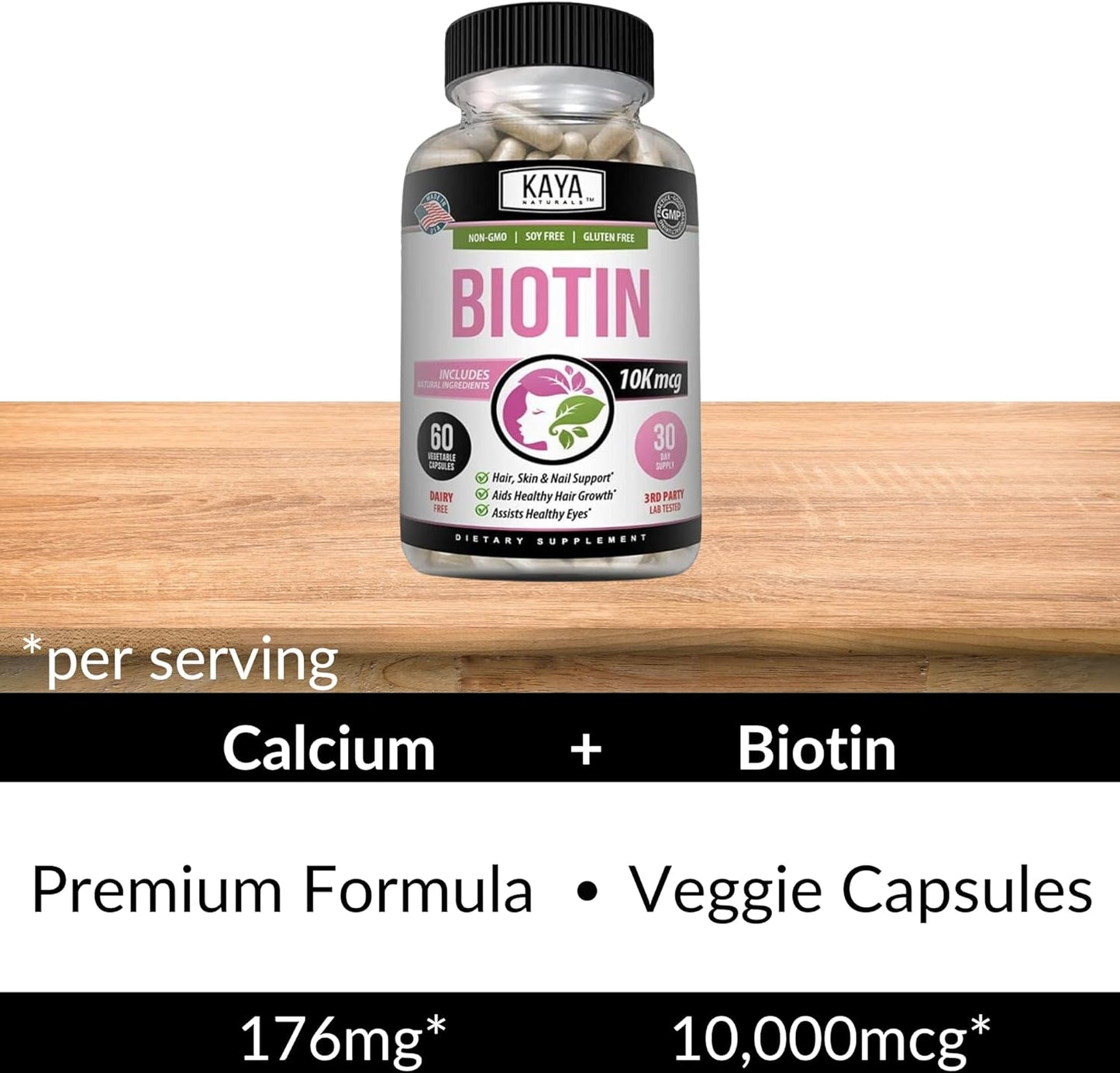 Biotin 10,000mcg Hair Growth Vitamins for Strong Nails and Healthy Skin - 60 Count Supplement for Men and Women