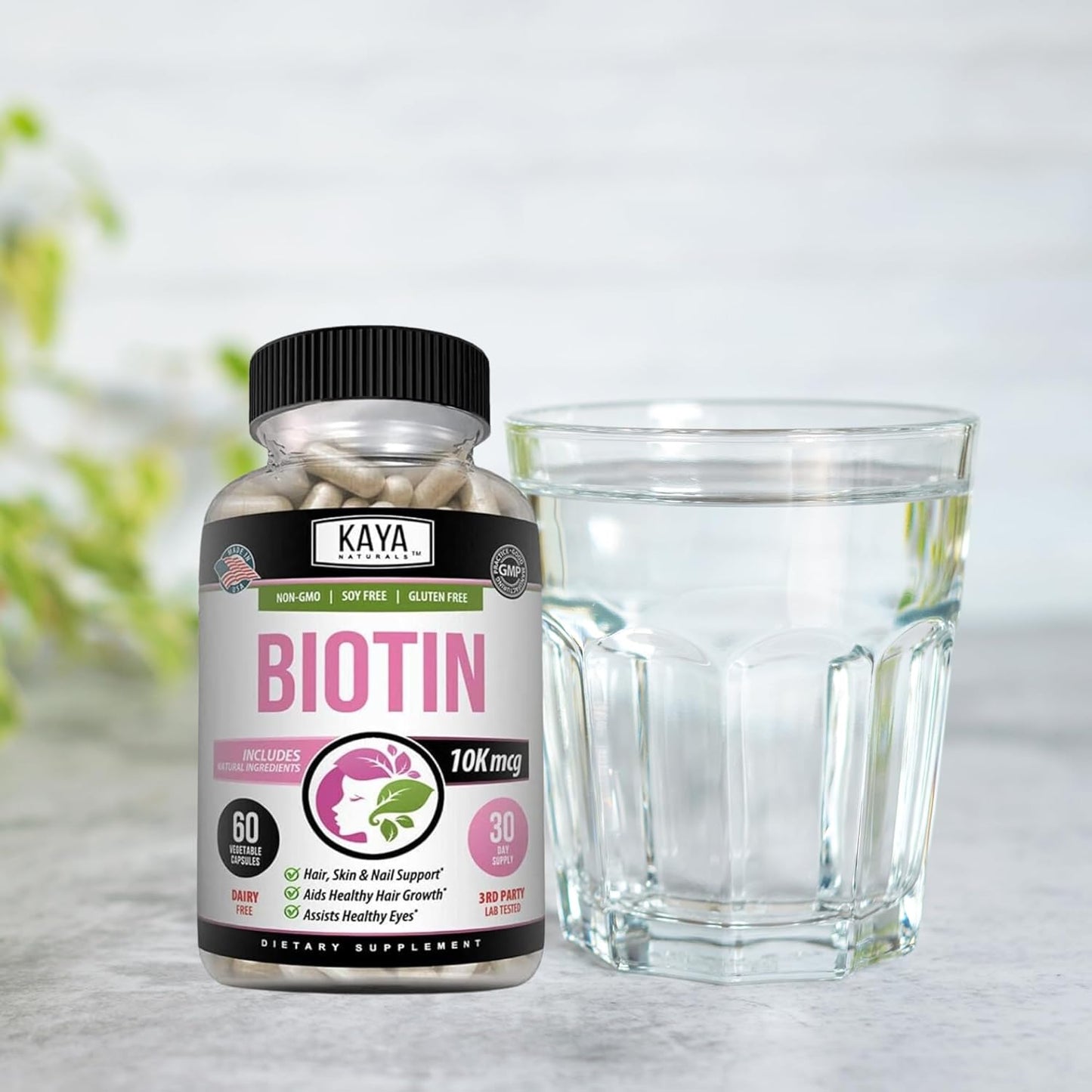 Biotin 10,000mcg Hair Growth Vitamins for Strong Nails and Healthy Skin - 60 Count Supplement for Men and Women