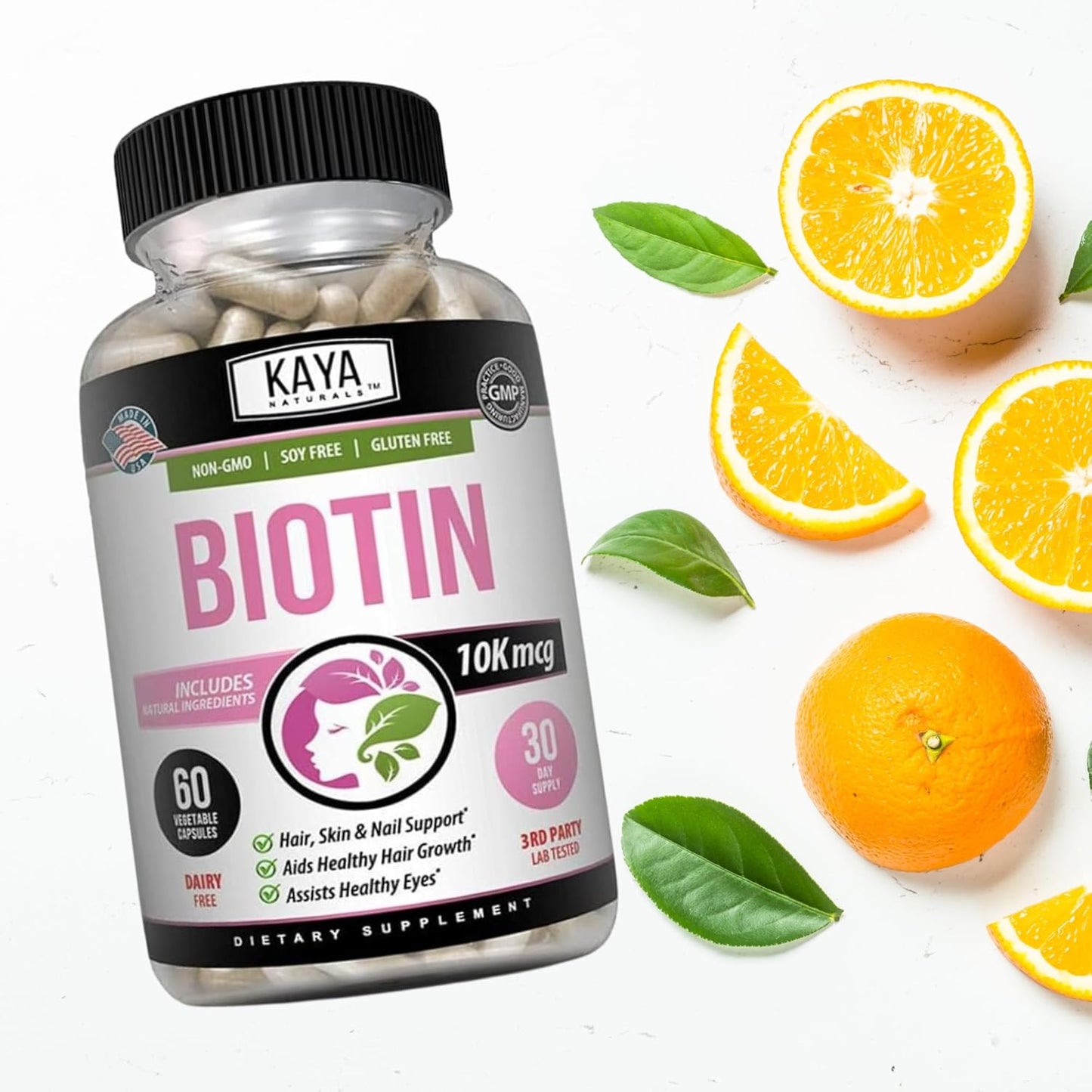 Biotin 10,000mcg Hair Growth Vitamins for Strong Nails and Healthy Skin - 60 Count Supplement for Men and Women