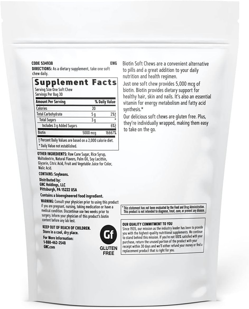 Biotin 5000mcg Soft Chews - 30 Count by GNC