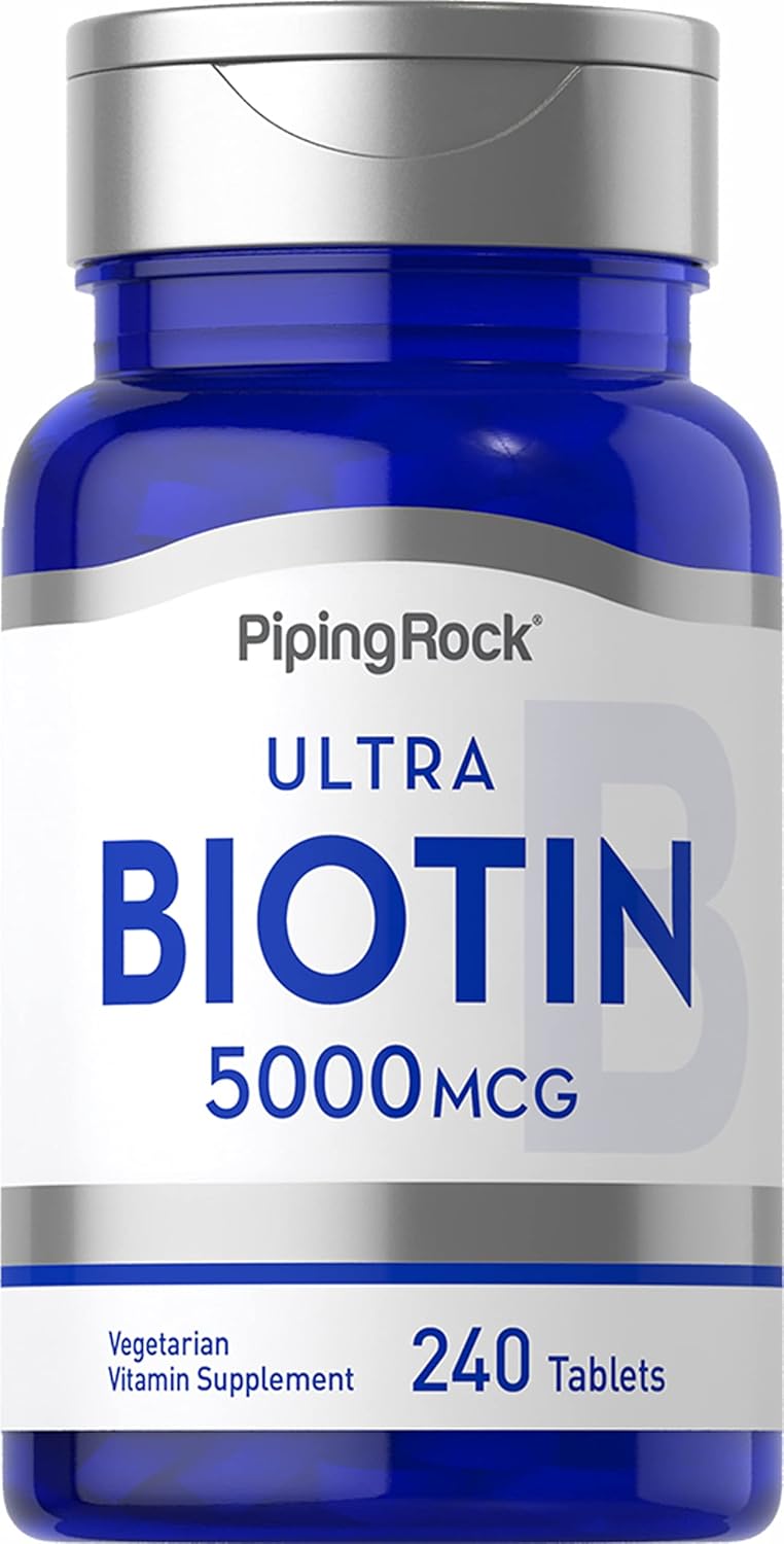 Biotin 5000mcg Tablets - 240 Count - Beauty Vitamin Supplement - Vegetarian, Non-GMO, Gluten Free