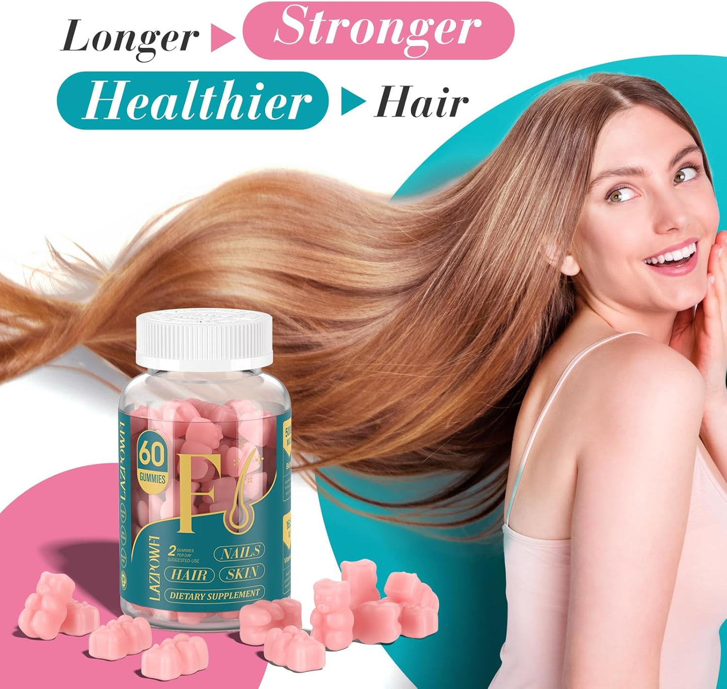 Biotin Gummies for Hair Skin and Nails Growth - Vegan Vitamin B7 Supplement for Men & Women - 120 Day Supply - Raspberry Flavor - BoostGo Australia