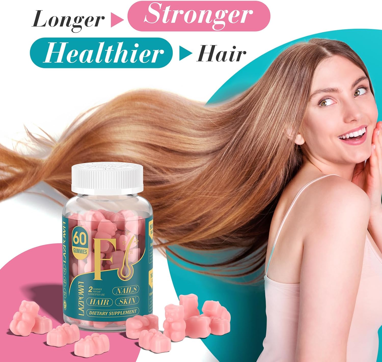Biotin Gummies for Hair Skin and Nails Growth - Vegan Vitamin B7 Supplement for Men & Women - 120 Day Supply - Raspberry Flavor - BoostGo Australia