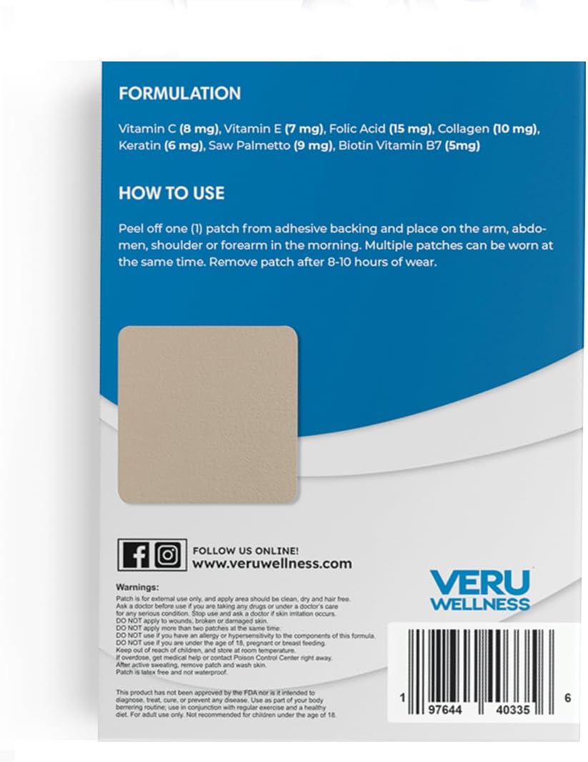 Biotin Plus Collagen Daily Patch - Self-Adhesive Time Release (60 Day Supply)