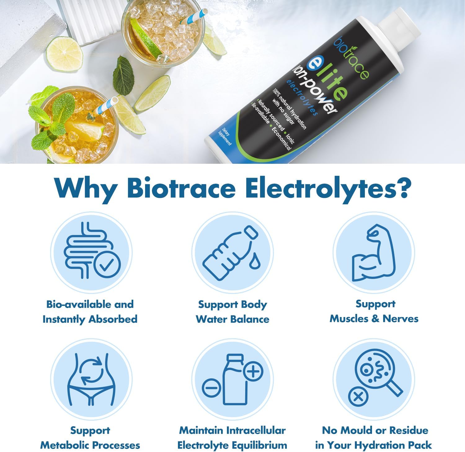 Biotrace Elite Electrolyte Drops: Zero Calorie, Zero Sugar Hydration Supplement with Trace Minerals - 4 fl oz