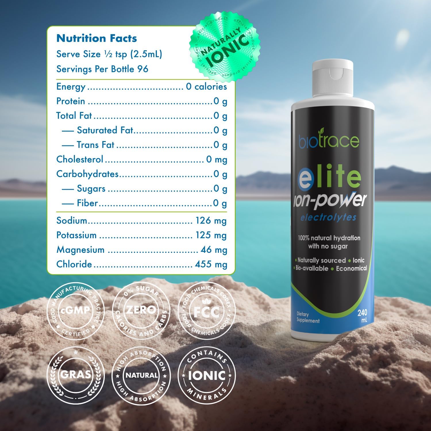 Biotrace Elite Electrolyte Drops: Zero Calorie, Zero Sugar Hydration Supplement with Trace Minerals - 4 fl oz