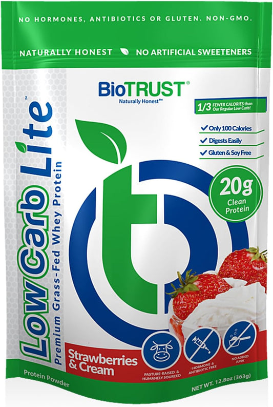BioTrust Low Carb Lite Whey Protein Isolate with Digestive Enzymes - 20g Protein, 100 Calories, Non-GMO, Soy and Gluten-Free
