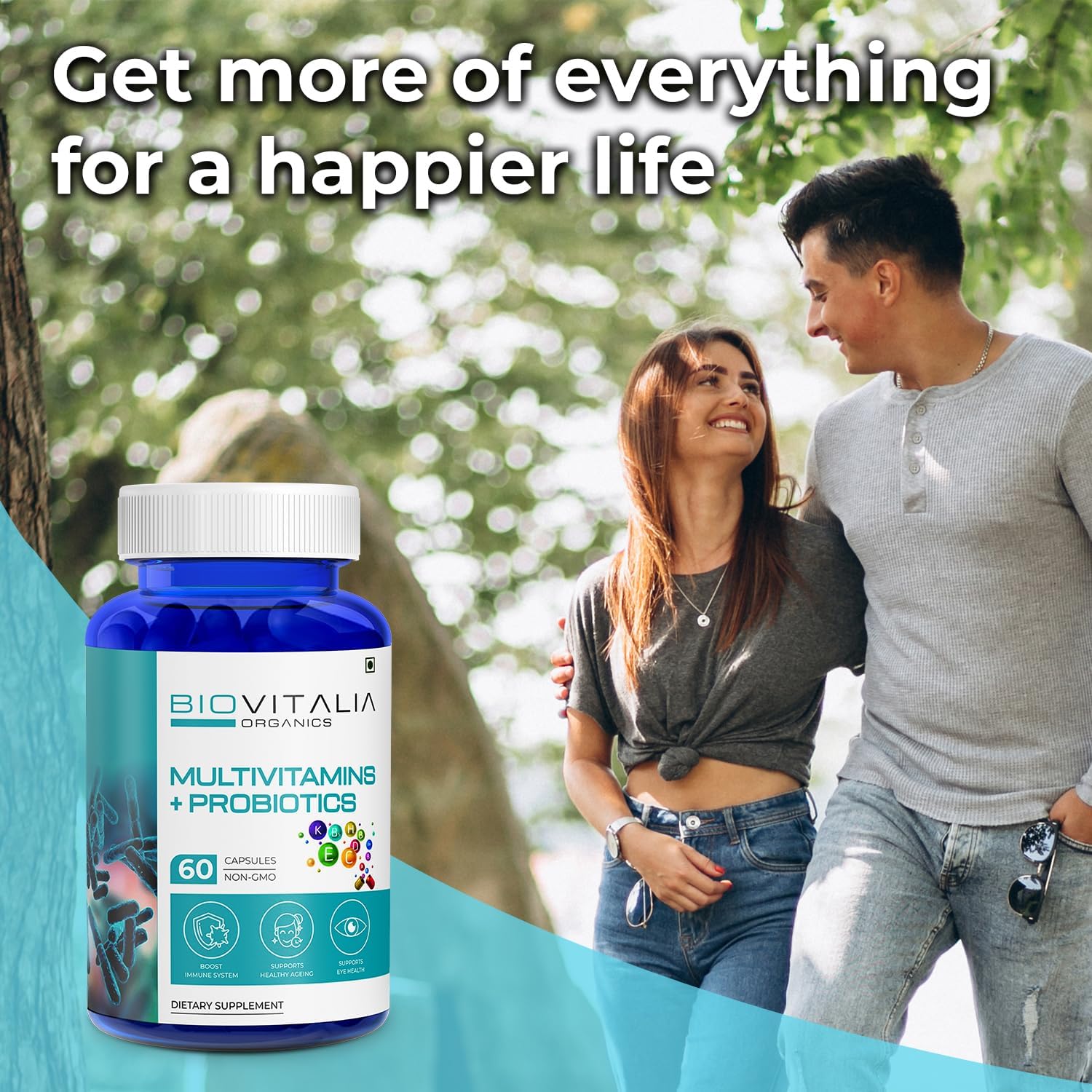 Biovitalia Organics Multivitamin Probiotic Supplement Boosts Immunity & Digestion - 60 Veg Capsules - BoostGo Australia