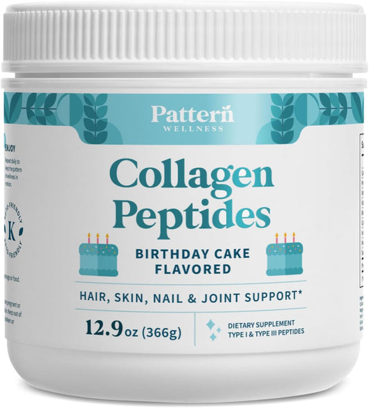 Birthday Cake Collagen Peptides Powder for Hair, Nails, Skin & Joints - Grass Fed, Hydrolyzed, Non-GMO, Dairy Free, Keto - 13 Oz