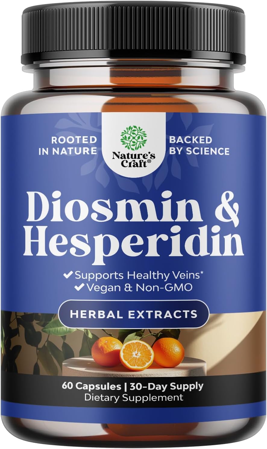 Bitter Orange Hesperidin & Diosmin Complex 1000mg for Vein Support - Vegan Non-GMO - USA Made - ISO 17025 Lab Tested - 1 Month Supply