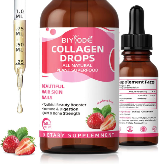 BIYODE Collagen Liquid for Women with Biotin - Beauty Booster for Hair, Skin, Nails, Immune Health, Digestion, Joint & Bone Strength - 60ml, 30 Day Supply