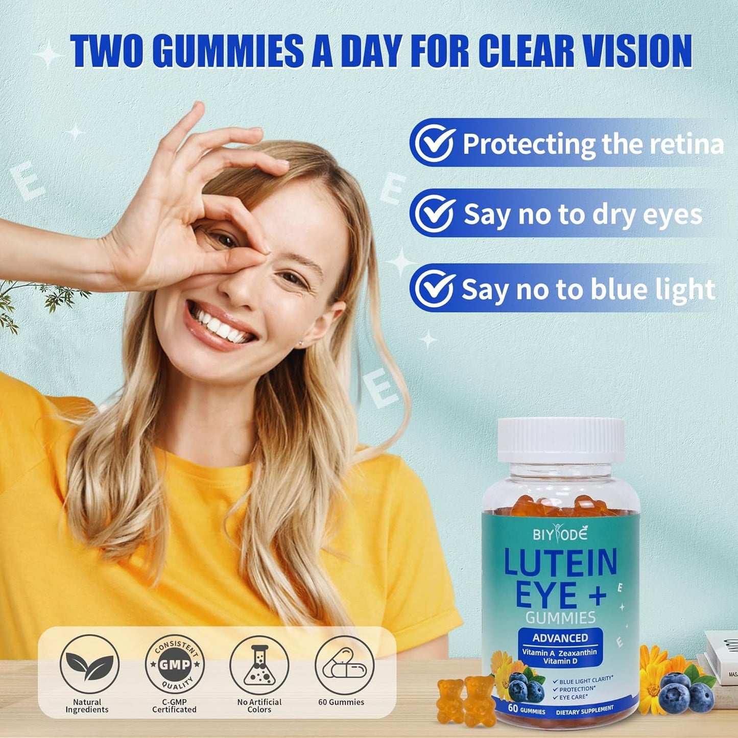 BIYODE Lutein & Zeaxanthin Gummies for Adult Eye Health - 60 Gummies, 30 Day Supply
