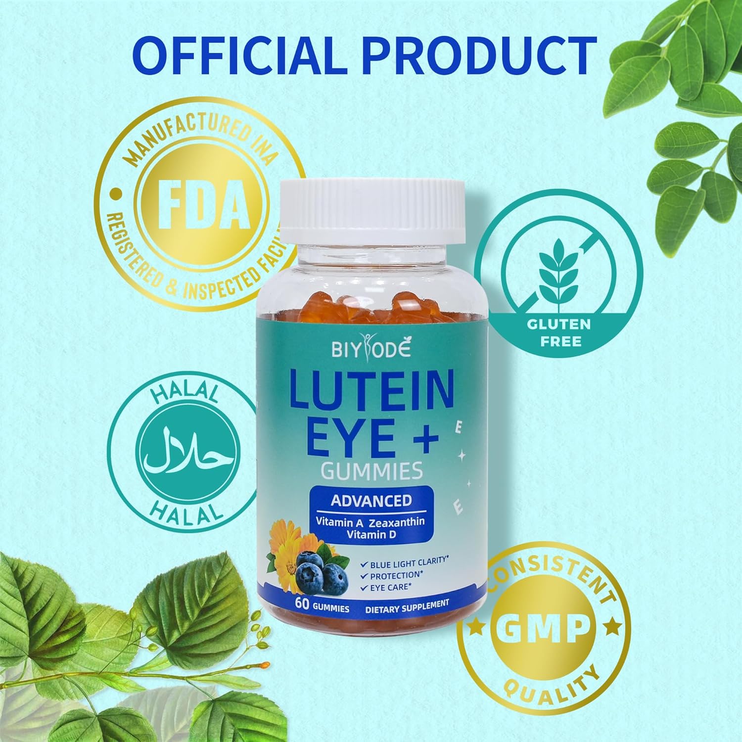 BIYODE Lutein & Zeaxanthin Gummies for Adult Eye Health - 60 Gummies, 30 Day Supply