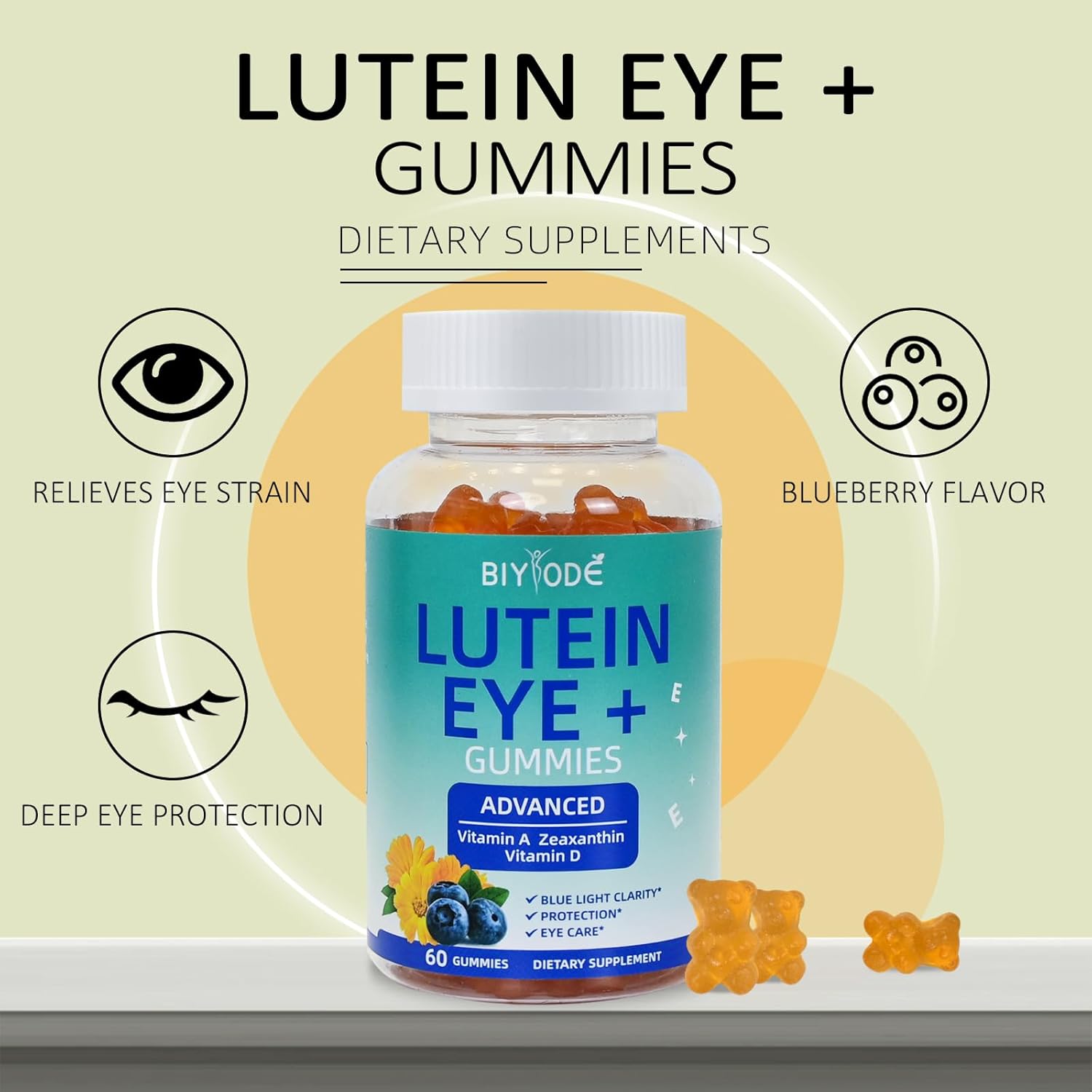 BIYODE Lutein & Zeaxanthin Gummies for Adult Eye Health - 60 Gummies, 30 Day Supply