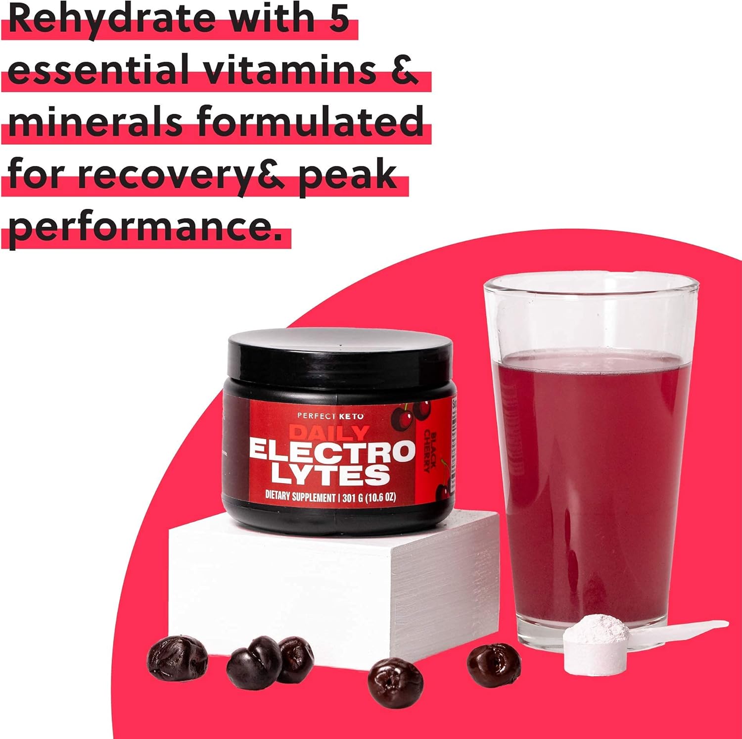 Black Cherry Keto Electrolyte Hydration Powder | Supports Hydration, Recovery & Immune Health | Sugar-Free, Low Carb, Calorie-Free | Keto-Friendly & Non-GMO