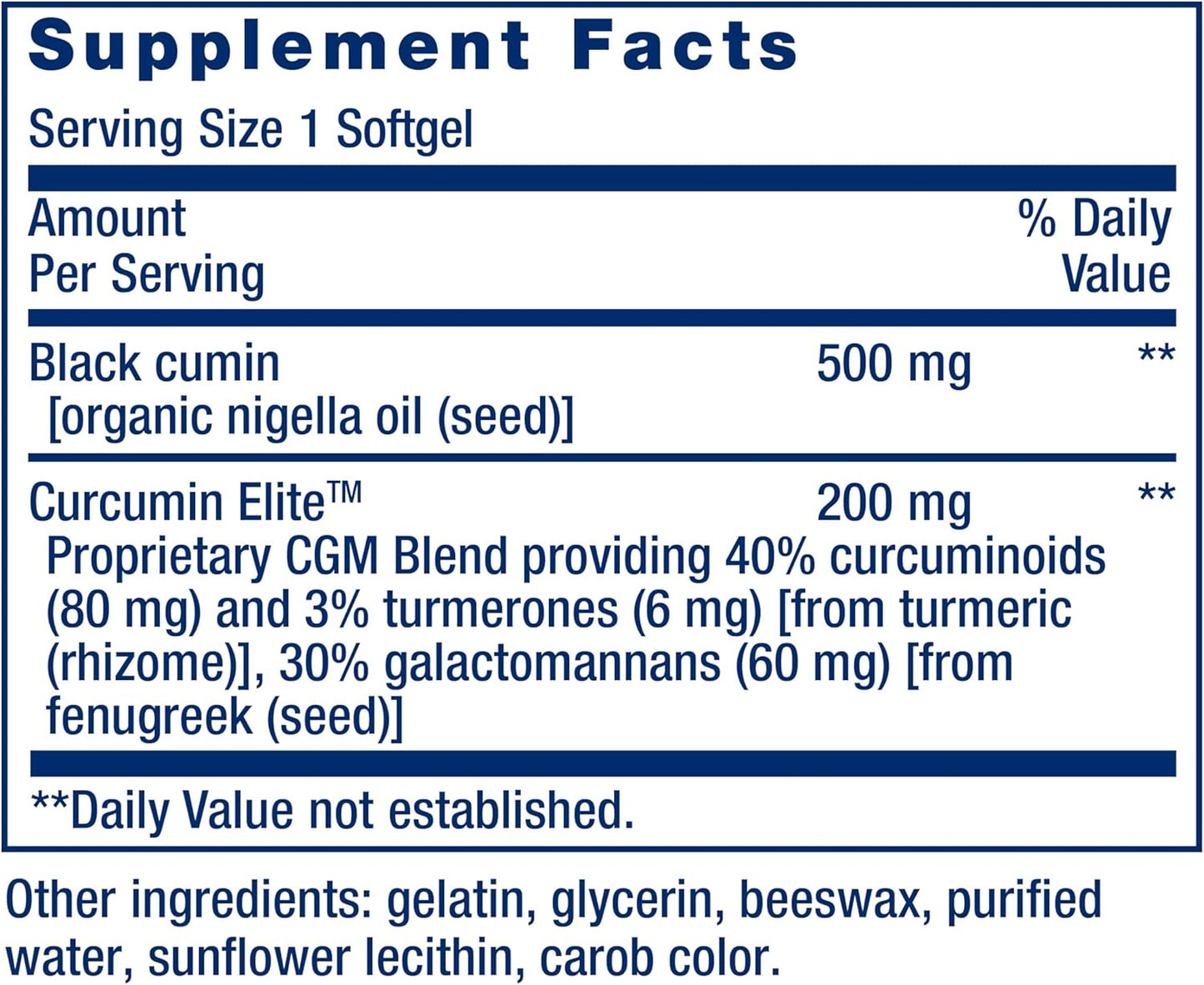 Black Cumin Seed Oil and Curcumin Elite Softgels for Immune Support - Non-GMO and Gluten-Free Formula with Bioavailable Curcumin Turmeric Extract - 60 Count
