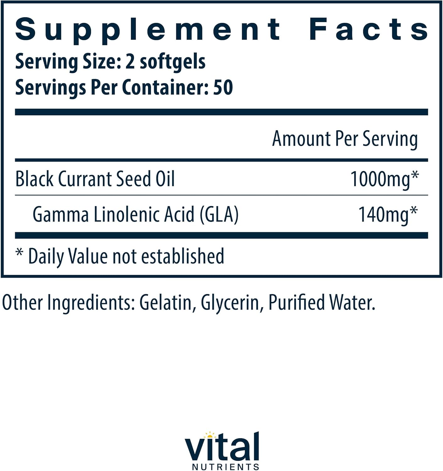 Black Currant Seed Oil Softgels - Rich in Omega 6 Fatty Acid GLA - Supports Cartilage, Joints, and Nerves - 100 Capsules