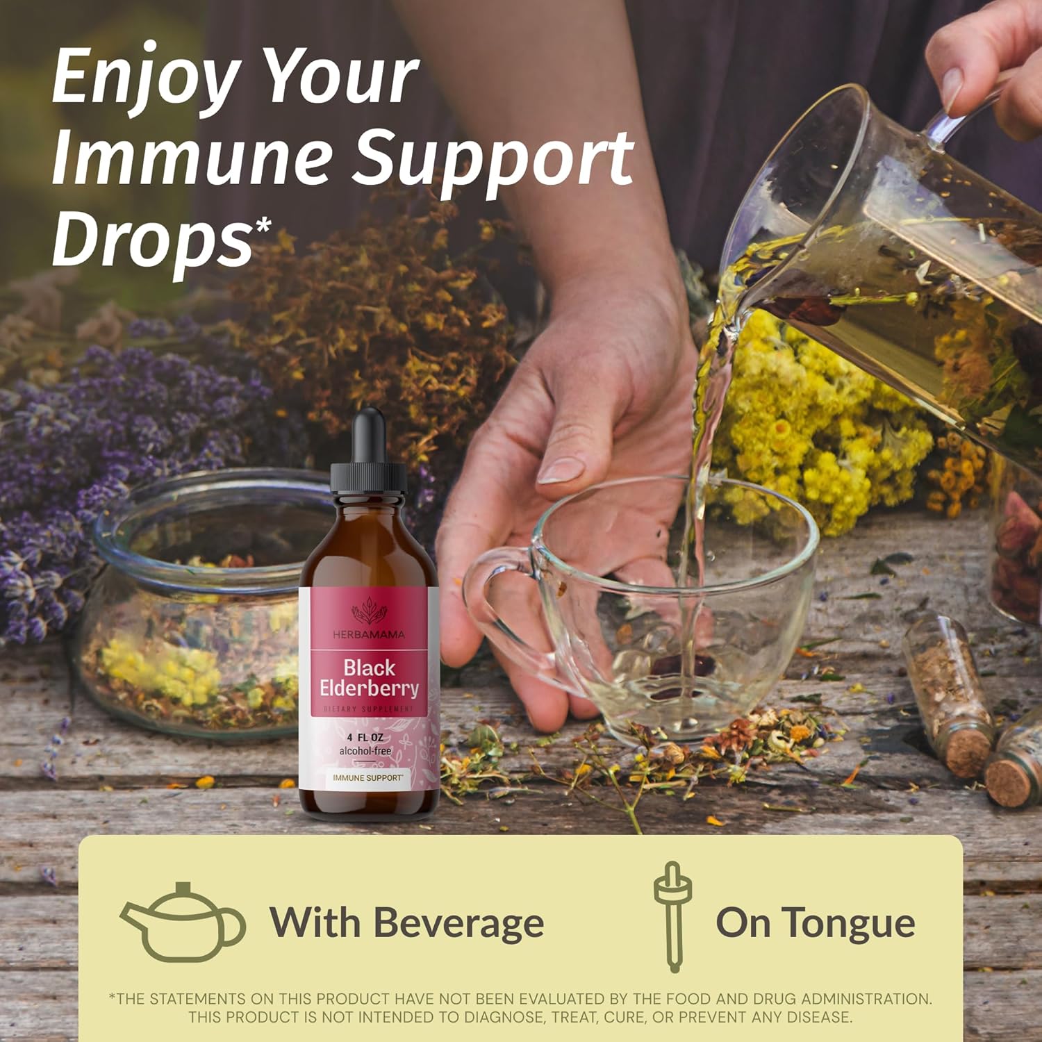 Black Elderberry Extract and Mullein Leaf Tincture Kit - 2 Pack of Herbal Liquid Drops - Vegan, Non-GMO, Sugar & Alcohol-Free - 4 fl oz each