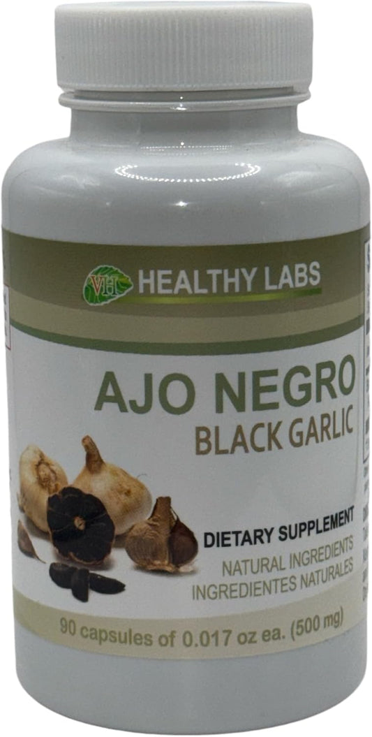Black Garlic Capsules - 90 Count (500mg) - Natural Dietary Supplement by vidaherbal