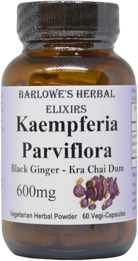 Black Ginger Supplement | Kaempferia Parviflora Extract | 600mg | 60 Capsules | Promotes Vitality and Wellness | Barlowe's Herbal Elixirs