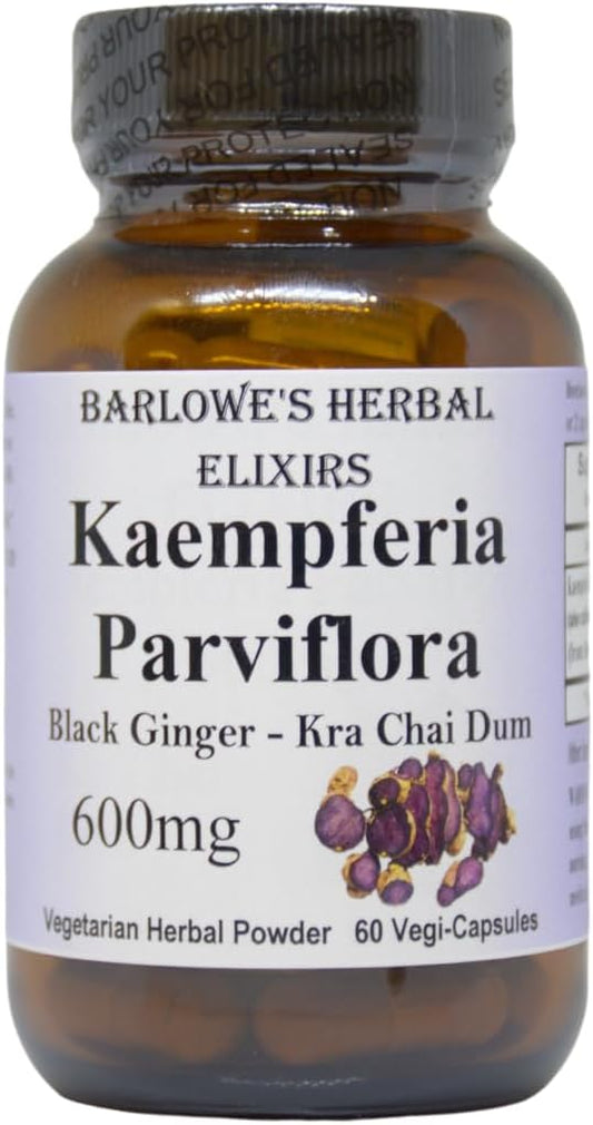 Black Ginger Supplement | Kaempferia Parviflora Extract | 600mg | 60 Capsules | Promotes Vitality and Wellness | Barlowe's Herbal Elixirs