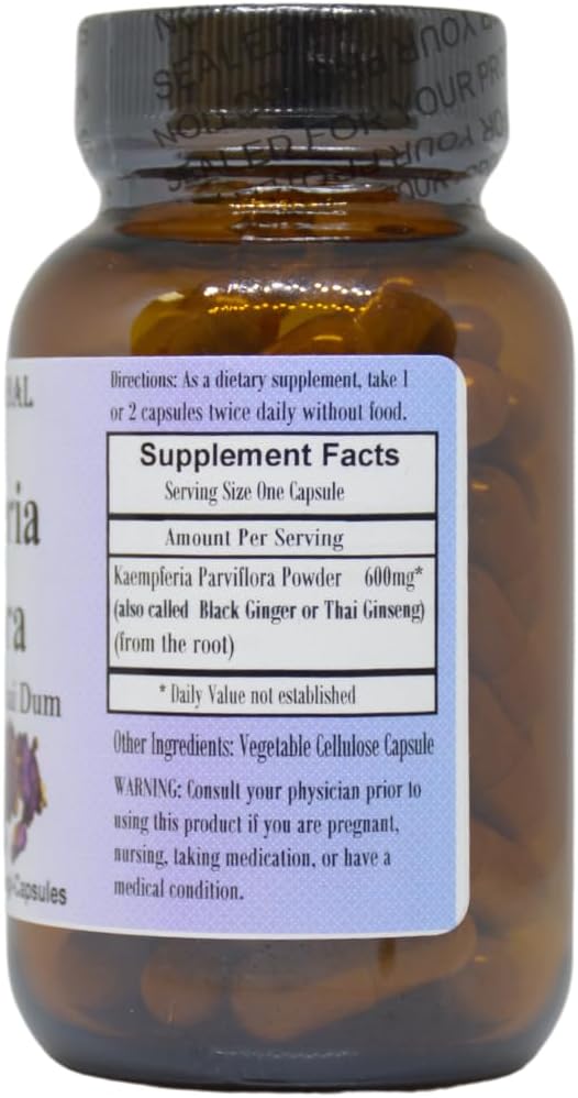 Black Ginger Supplement | Kaempferia Parviflora Extract | 600mg | 60 Capsules | Promotes Vitality and Wellness | Barlowe's Herbal Elixirs