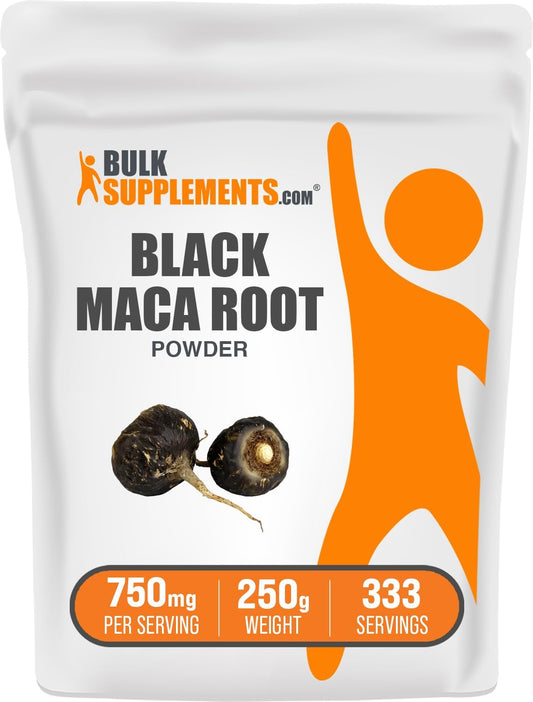 Black Maca Powder Supplement - Pure Black Maca Root Powder for Men & Women - Vegan & Gluten Free - 750mg per Serving - 250g (8.8 oz) - Pack of 1