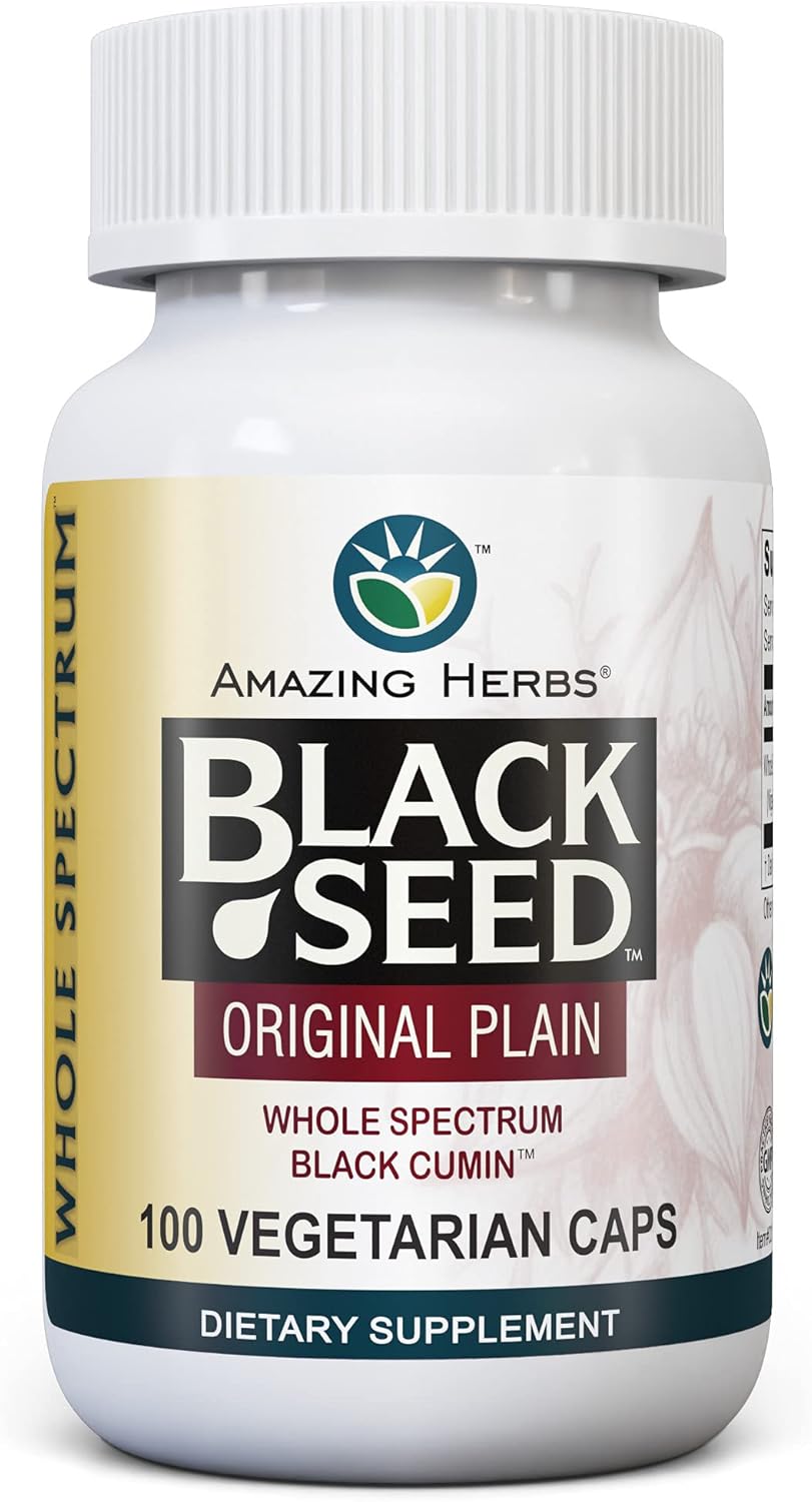 Black Seed Capsules for Digestive Health - 100 Vegetarian Capsules, Gluten Free, Non GMO - Whole Spectrum Nigella Sativa - 475mg