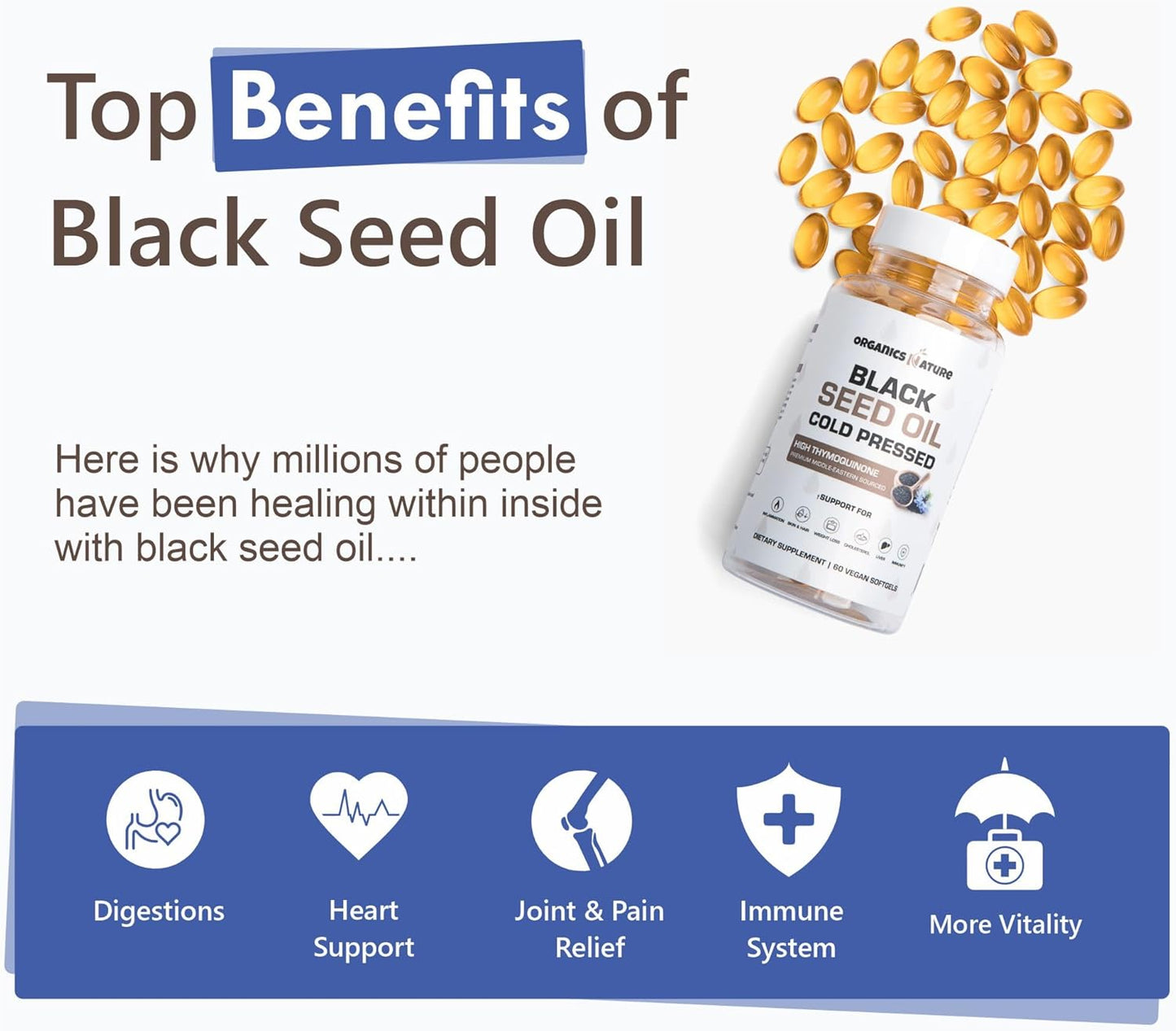 Black Seed Oil Capsules & Sea Moss Gummies Bundle - Vegan Softgels with Nigella Sativa for Omega 3s