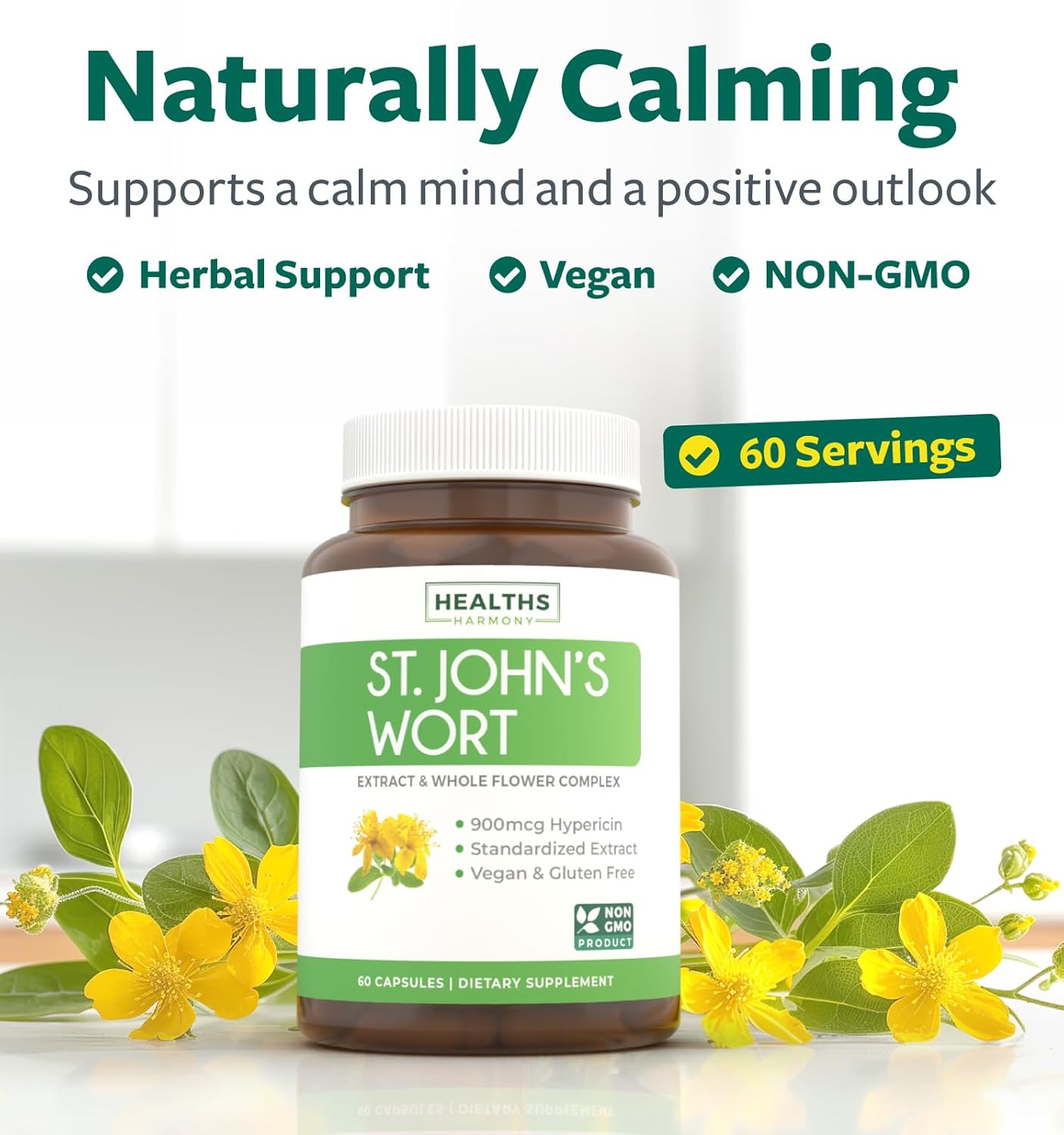 Black Seed Oil & St. John's Wort Serene Blend Bundle - 1 Month Supply - 60 Capsules- Cold-Pressed Nigella Sativa - Powerful 900mcg Hypericin