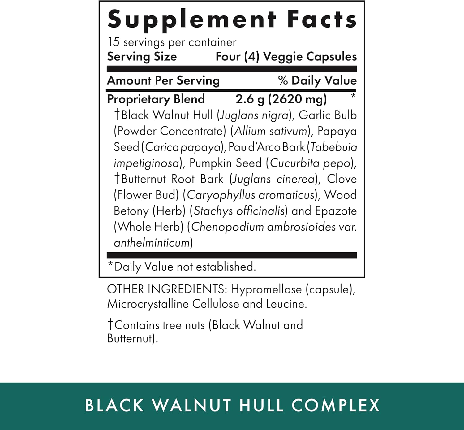 Black Walnut Hull Complex for Intestinal & Immune Health - Vegan Capsules - 15 Servings