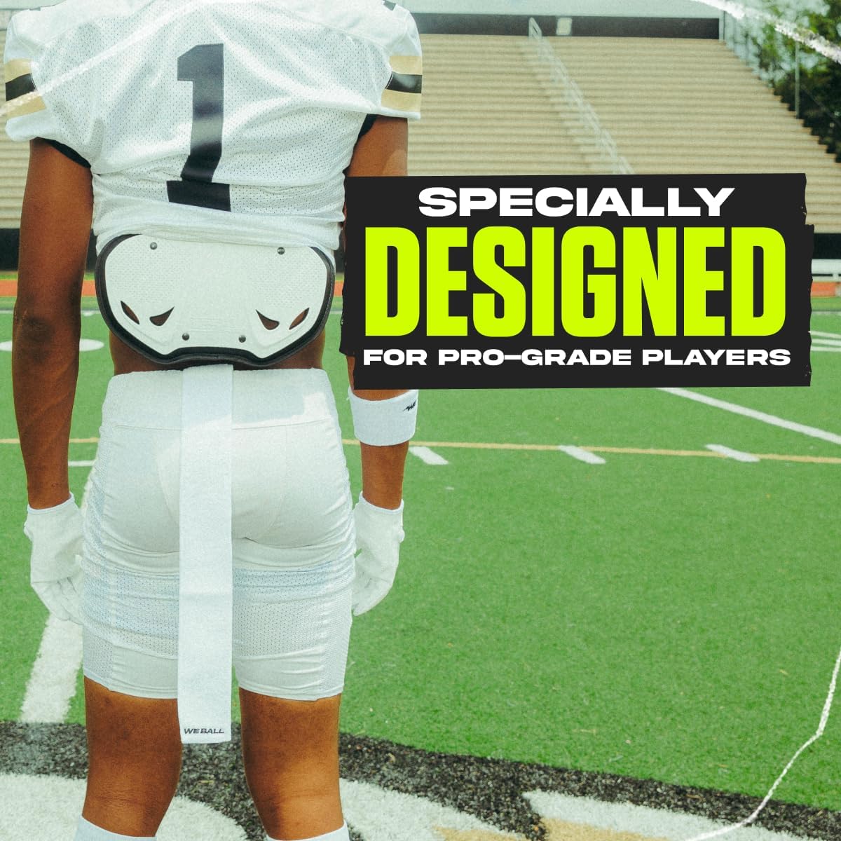 Black We Ball Sports Streamer Football Towel with Hook and Loop Fastener - Ideal for Cleaning Football Visor and Gloves