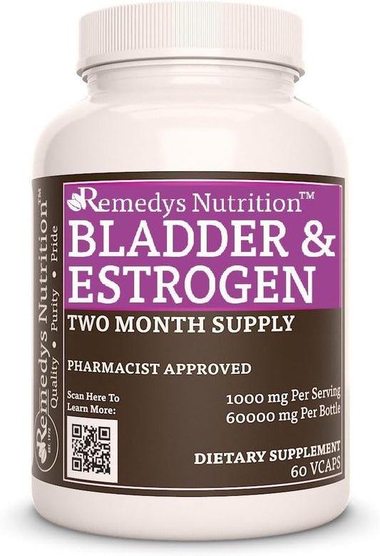 Bladder and Estrogen Capsules - 60,000 mg - Two Month Supply - Vegan - Remedy's Nutrition