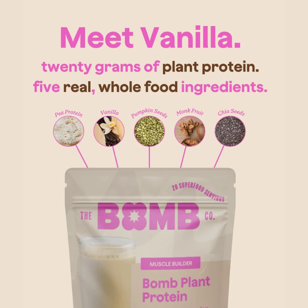 Blender Bombs Plant Protein Powder - Chocolate & Vanilla, 21g Protein, Zero Sugar, Pea Protein, Chia Seeds, Monk Fruit - 40 Servings