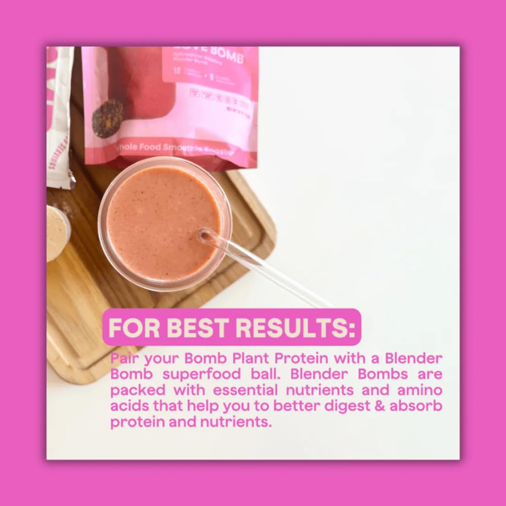 Blender Bombs Plant Protein Powder - Chocolate & Vanilla, 21g Protein, Zero Sugar, Pea Protein, Chia Seeds, Monk Fruit - 40 Servings