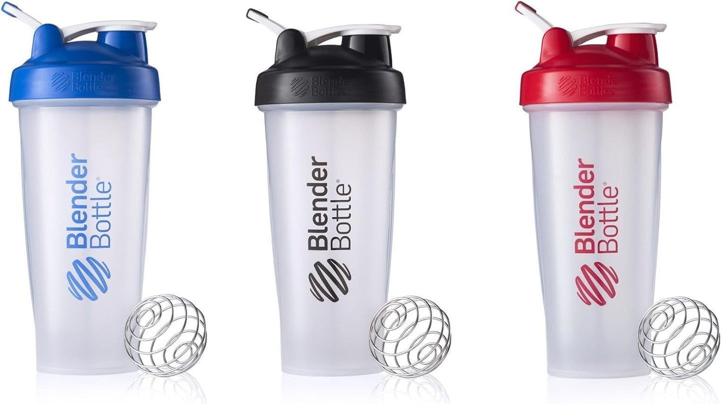 BlenderBottle 3-Pack 28oz Water Bottles in Blue, Black, and Red Color Options