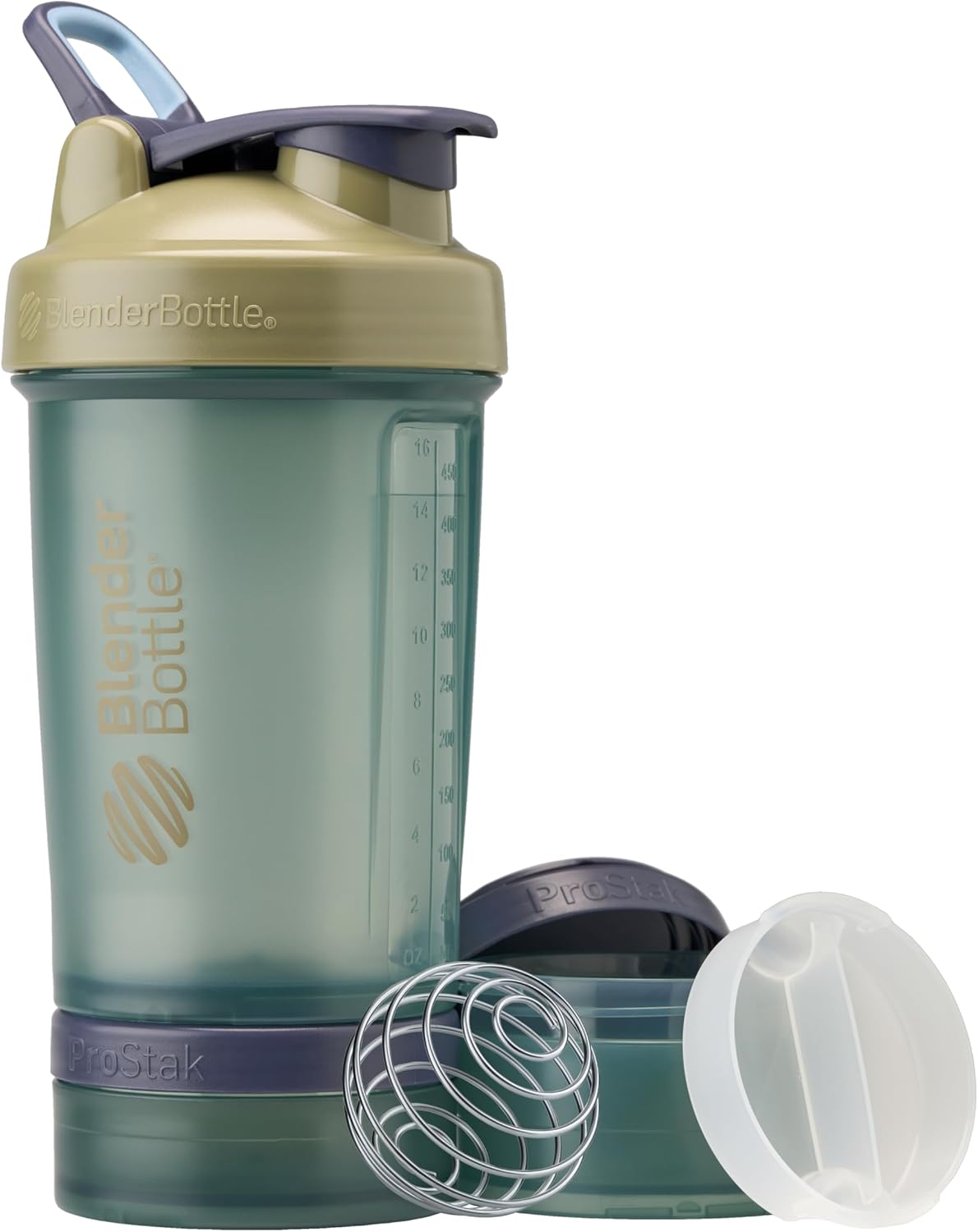BlenderBottle Shaker Bottle with Pill Organizer and Protein Powder Storage, 22oz Tan - Classic V2 ProStak System