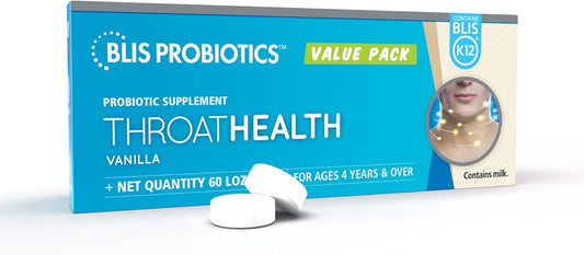 BLIS ThroatHealth Oral Probiotics Value Pack - 2.5 Billion Cfu, Immunity Support for Throat and Oral Health - Sugar-Free Vanilla Lozenges for Adults and Kids - 60 Supply