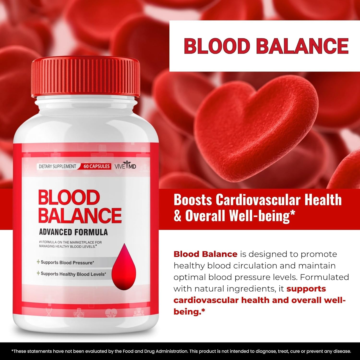 Blood Balance Supplement with Vitamin C, Turmeric, and Zinc - Extra Strength Formula - VIVE MD Official Reviews (5 Pack)