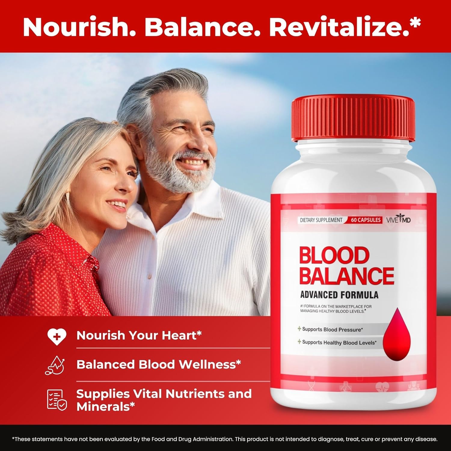 Blood Balance Supplement with Vitamin C, Turmeric, and Zinc - Extra Strength Formula - VIVE MD Official Reviews (5 Pack)
