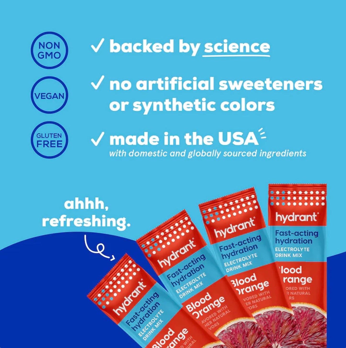 Blood Orange Electrolyte Powder Stick Packets for Individual Hydration - 30 Pack, No Artificial Additives