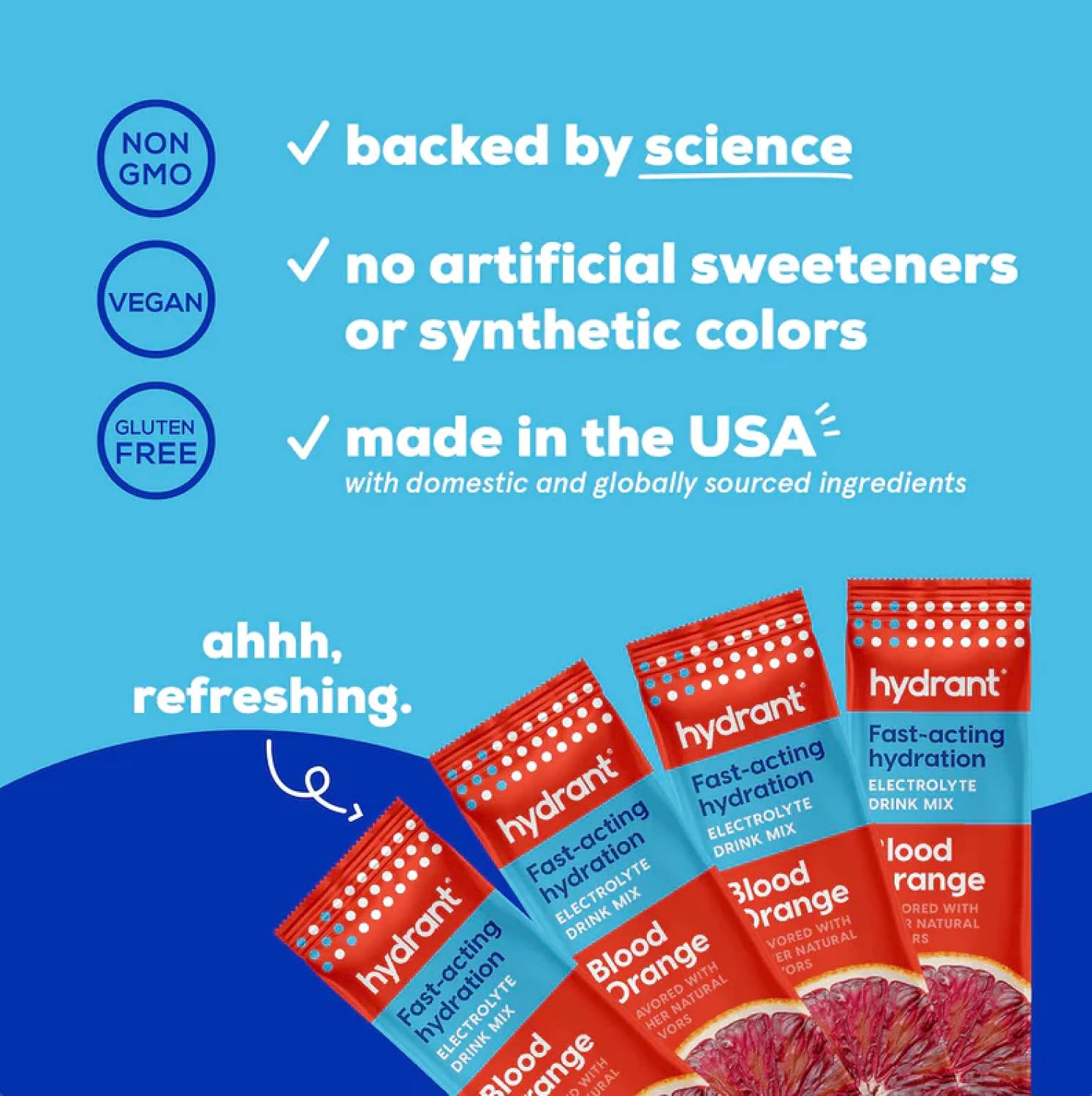 Blood Orange Electrolyte Powder Stick Packets for Individual Hydration - 30 Pack, No Artificial Additives