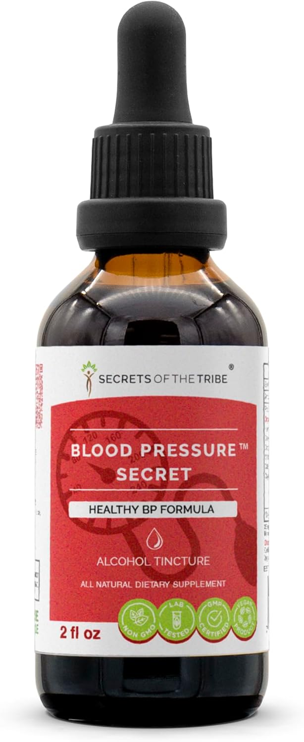 Blood Pressure Support Herbal Supplement - Natural Circulation Formula, Alcohol-Free Liquid Extract 2 fl oz by Secrets of the Tribe